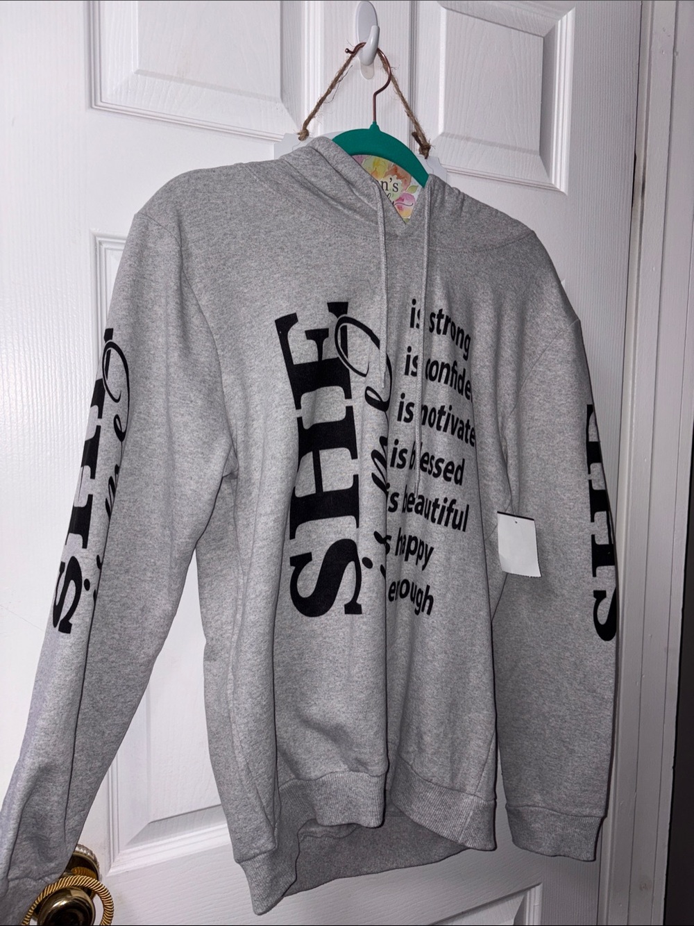 On Fire Gray Hoodie Sweater with junior xl fits women’s large nwt she is me